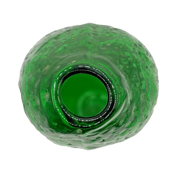 Vintage Hand Blown Art Glass Vase Double Gourd Shape Green Texture Free Form 10" - Picture 3 of 6